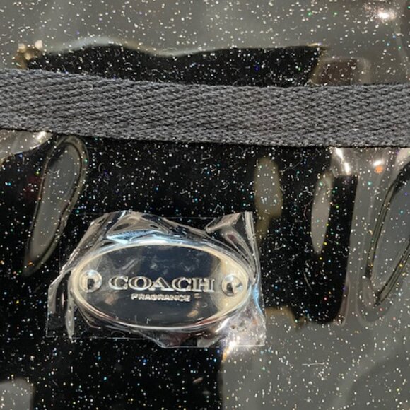 Coach PVC Glitter Black Tote Large Sparkle Translucent Travel Bag - Picture 3 of 4